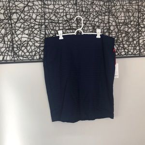 Elle Navy Square Textured Pencil Skirt